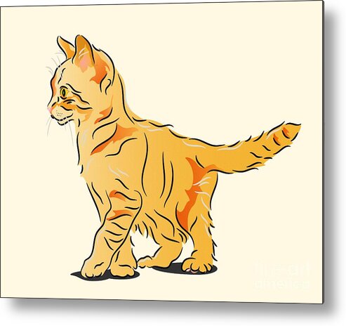 Graphic Cat Metal Print featuring the digital art Tabby Kitten by MM Anderson