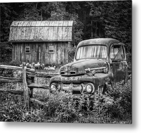 1940s Metal Print featuring the photograph Take us for a Ride Black and White by Debra and Dave Vanderlaan