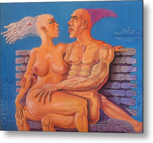 Nude Metal Print featuring the painting Tale Quale by Ramaz Razmadze