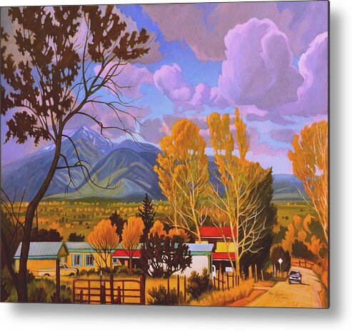 Taos Metal Print featuring the painting Taos Red Roofs by Art West
