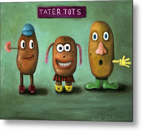 Mr. Potato Head Metal Print featuring the painting Tater Tots by Leah Saulnier The Painting Maniac