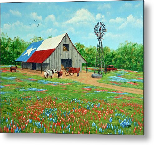 Texas Barn Metal Print featuring the painting Texas Ranch Barn by Jimmie Bartlett