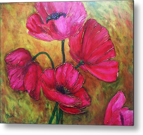 Flowers Metal Print featuring the painting Textured Poppies by Chris Hobel