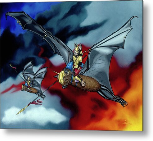  Metal Print featuring the painting The Bat Riders by Paxton Mobley