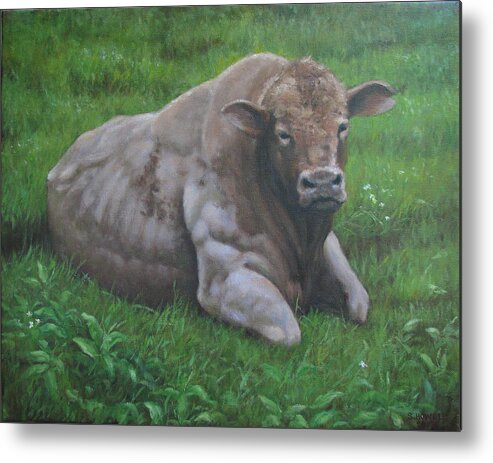 Landscape Metal Print featuring the painting The Bull by Stephen Howell