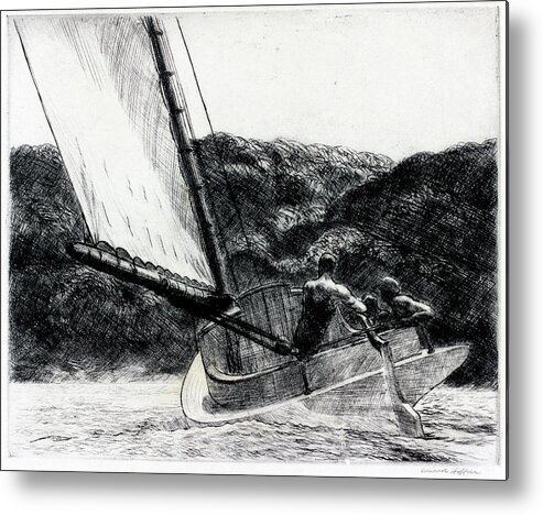 Edward Hopper Metal Print featuring the drawing The Cat Boat by Edward Hopper