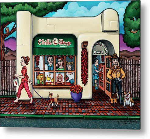 Chile Shop Metal Print featuring the painting The Chile Shop Santa Fe by Victoria De Almeida