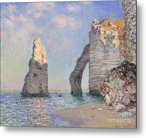 The Cliffs At Etretat Metal Print featuring the painting The Cliffs at Etretat by Claude Monet