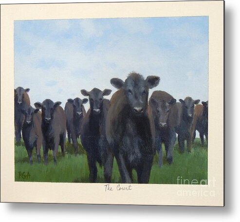 Black Cow Metal Print featuring the painting The Court by Phyllis Andrews