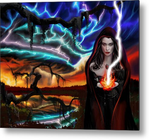Copyright 2015 James Christopher Hill Metal Print featuring the painting The Dark Caster Calls The Storm by James Hill