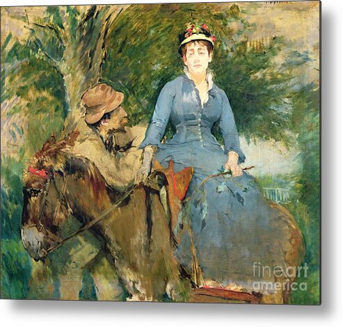 The Metal Print featuring the painting The Donkey Ride, 1880 by Eva Gonzales by Eva Gonzales