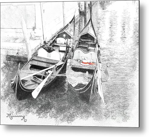 Selective Color Metal Print featuring the photograph The Gondolier's Hat by Mariarosa Rockefeller