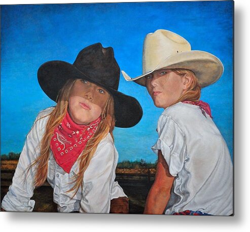 Western Paintings Metal Print featuring the painting The Good and The Bad by Traci Goebel