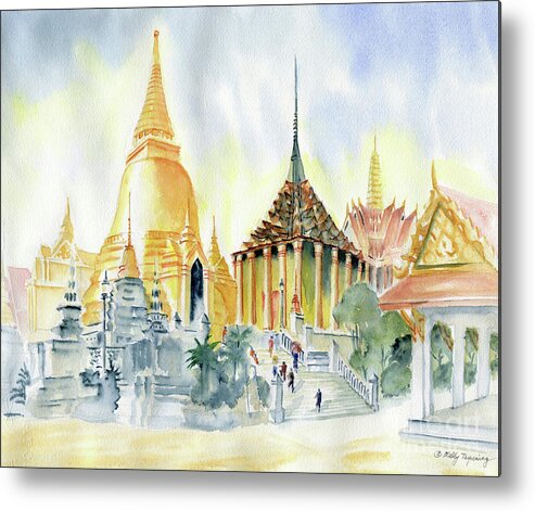 The Grand Palace Bangkok Metal Print featuring the painting The Grand Palace Bangkok by Melly Terpening
