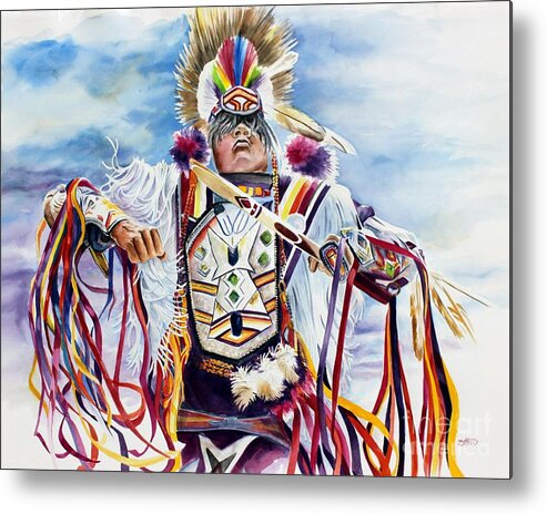 Native American Metal Print featuring the painting The Grass Dancer by Debbie Hart