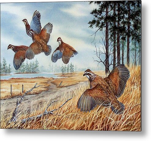 Watercolor Metal Print featuring the painting The Hunt sold by Sandy Brindle