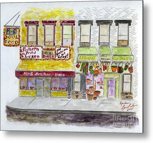 M&g Diner Metal Print featuring the painting The Iconic M and G Diner in Harlem by AFineLyne