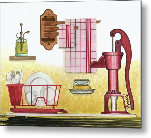 Scenes Metal Print featuring the painting The Kitchen Sink by Ferrel Cordle