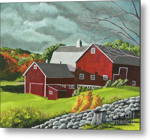 Barn Painting Metal Print featuring the painting The Light After The Storm by Charlotte Blanchard