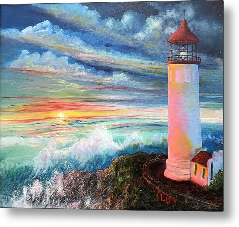 Lighthouse Metal Print featuring the painting The Lighthouse by James Lidia