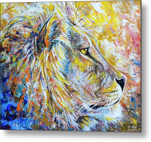 Lion Metal Print featuring the painting The Lion by Aaron Spong