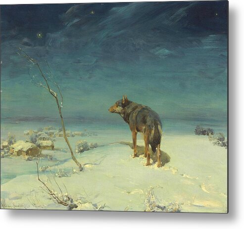 Alfred Kowalski Metal Print featuring the painting The Lone Wolf by Alfred Kowalski