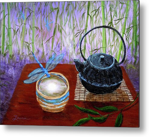 Painting Metal Print featuring the painting The Moon in a Teacup by Laura Iverson