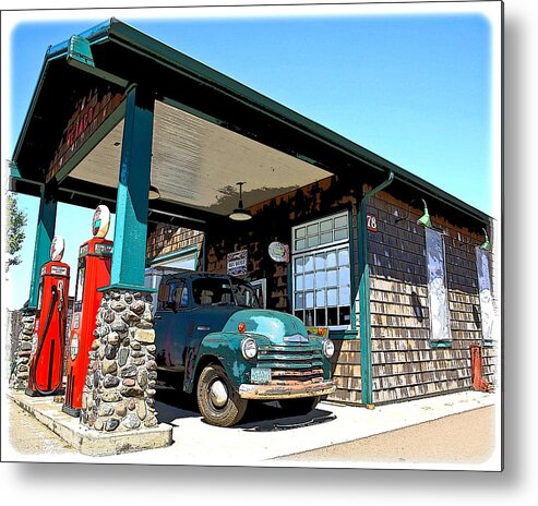 Old Gas Station Metal Print featuring the photograph The Old Texaco Station by Steve McKinzie