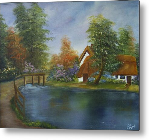 Pond Metal Print featuring the painting The Pond Place by Debra Campbell