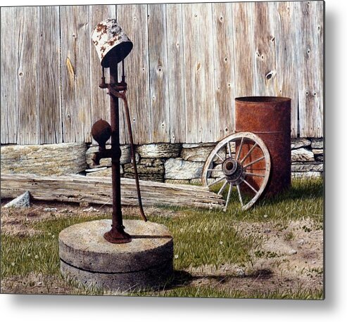 Water-pump Metal Print featuring the painting The Pump by Conrad Mieschke