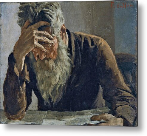19th Century Art Metal Print featuring the painting The Reader by Ferdinand Hodler