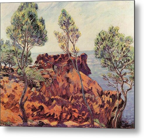 Agay - The Red Rocks Metal Print featuring the painting the Red Rocks by Armand Guillaumin