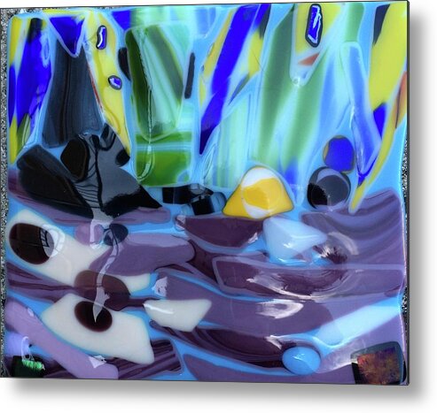 Glass Metal Print featuring the glass art The River by Suzanne Udell Levinger