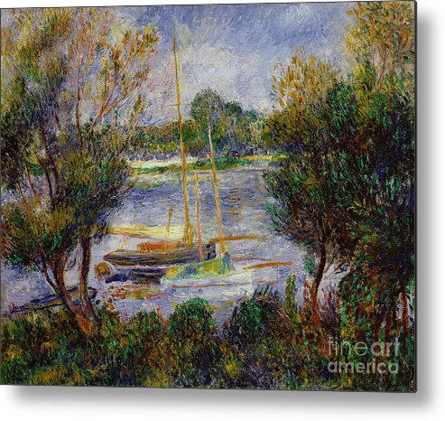 The Metal Print featuring the painting The Seine at Argenteuil by Pierre Auguste Renoir