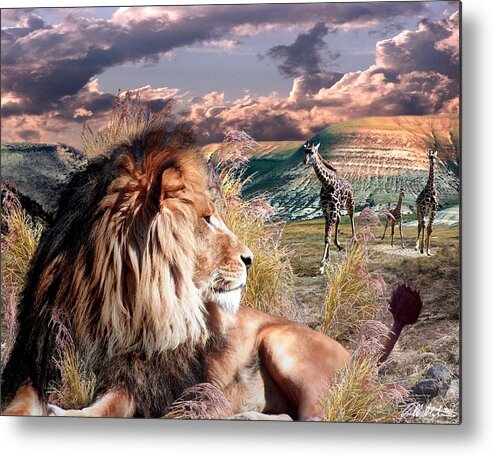 Lions Metal Print featuring the digital art The Wait by Bill Stephens