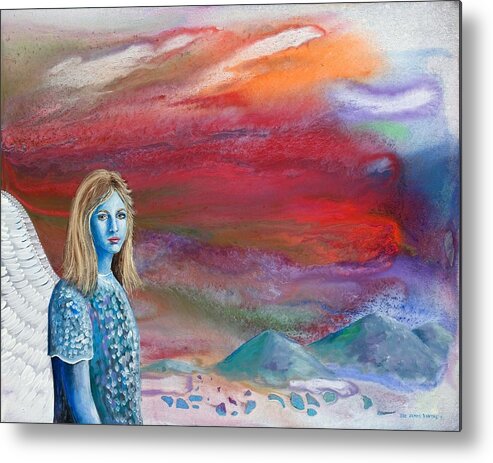 Angel Metal Print featuring the painting The Waiting by Lee Pantas