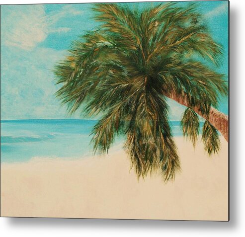 Seascape Metal Print featuring the painting Thommy s Beach by Ofelia Uz 