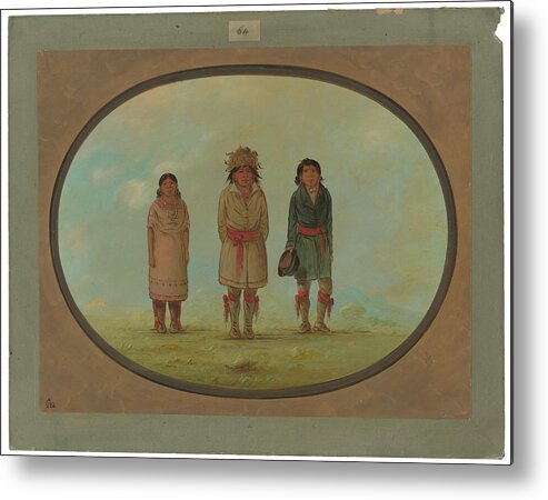 George Catlin Metal Print featuring the painting Three Creek Indians by George Catlin