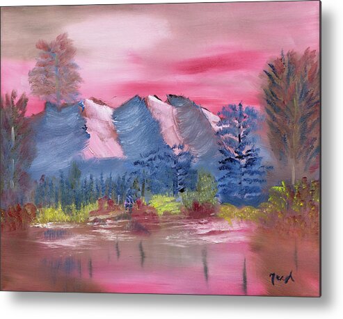 Mountains Metal Print featuring the painting Through Rose Colored Glasses by Meryl Goudey