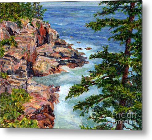 Thunder Hole Metal Print featuring the painting Thunder Hole Acadia National Park Maine by Pamela Parsons