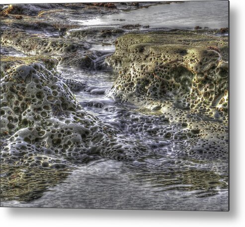 Ocean Metal Print featuring the photograph Tide Pool Waterfall by Dusty Wynne