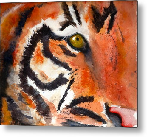 Tiger Metal Print featuring the painting Tiger by Rhonda Hancock