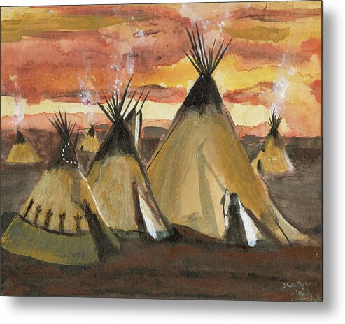 Tepee Metal Print featuring the painting Tepee Village by Sheila Johns