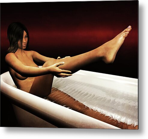 Acrylic Metal Print featuring the painting To take a bath by Jan Keteleer