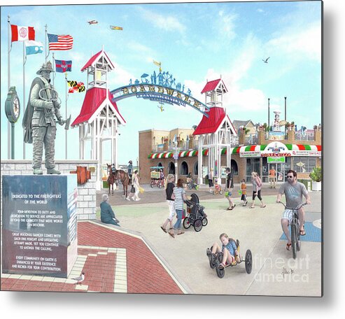 Ocean City Maryland Metal Print featuring the drawing Tony's Pizza by Albert Puskaric