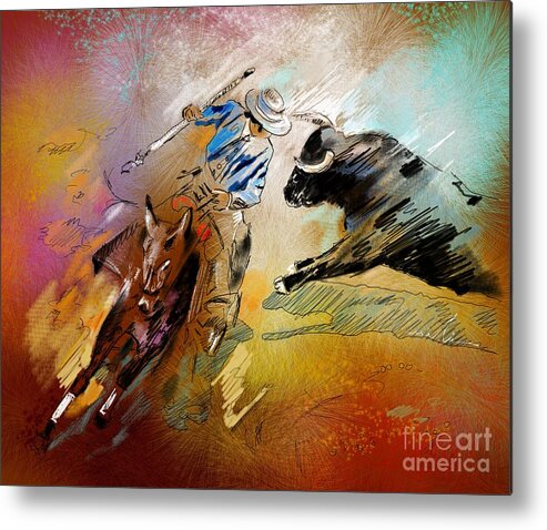 Bullfight Metal Print featuring the painting Toroscape 42 by Miki De Goodaboom