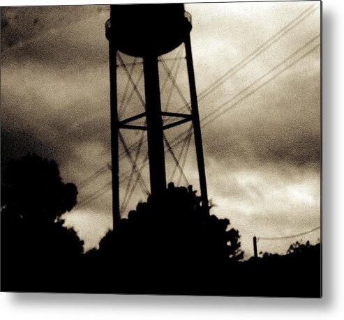 Water Tower Metal Print featuring the photograph Tower with intersecting lines II by Stephen Hawks