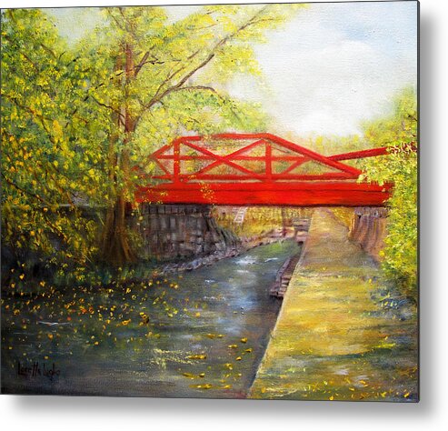 Towpath Metal Print featuring the painting Towpath in New Hope by Loretta Luglio