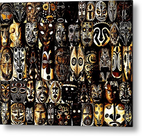 Tribal Metal Print featuring the photograph Tribal Masks of Papua New Guinea by Per Lidvall