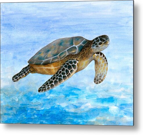 Turtle Metal Print featuring the painting Turtle 1 by Lucie Dumas